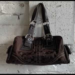 COACH BROWN MONOGRAM BUCKLE BAG